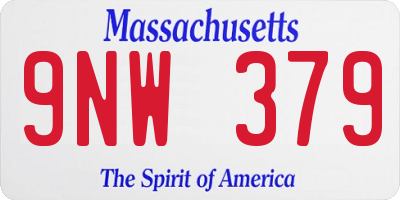 MA license plate 9NW379