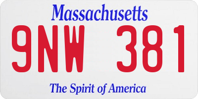 MA license plate 9NW381