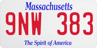 MA license plate 9NW383