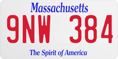 MA license plate 9NW384