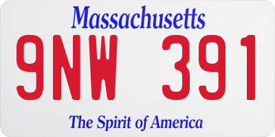 MA license plate 9NW391