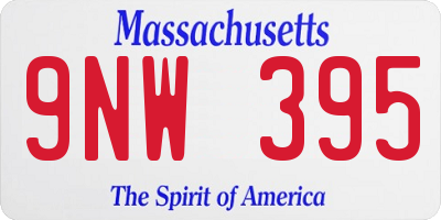MA license plate 9NW395