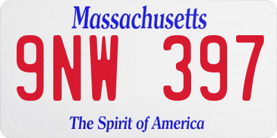 MA license plate 9NW397