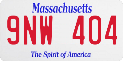 MA license plate 9NW404