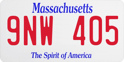 MA license plate 9NW405