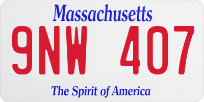 MA license plate 9NW407