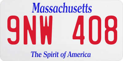 MA license plate 9NW408
