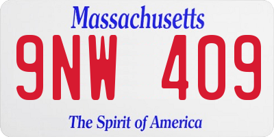 MA license plate 9NW409