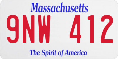 MA license plate 9NW412