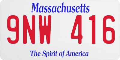MA license plate 9NW416