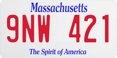 MA license plate 9NW421