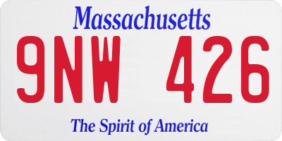 MA license plate 9NW426