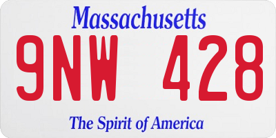 MA license plate 9NW428