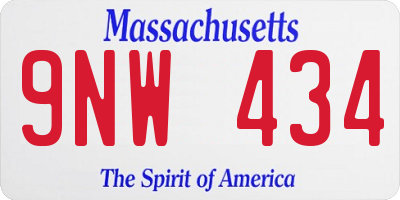 MA license plate 9NW434