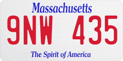 MA license plate 9NW435