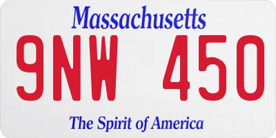 MA license plate 9NW450