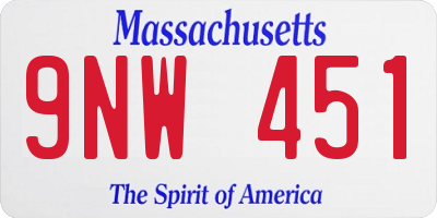 MA license plate 9NW451