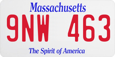 MA license plate 9NW463