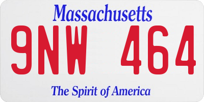 MA license plate 9NW464