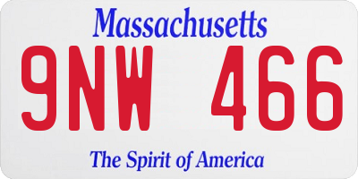 MA license plate 9NW466