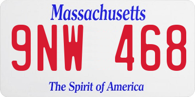 MA license plate 9NW468