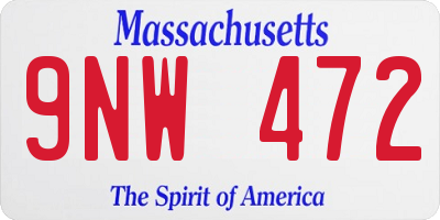 MA license plate 9NW472