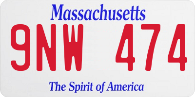 MA license plate 9NW474