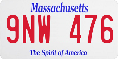 MA license plate 9NW476