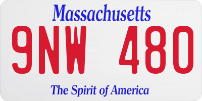 MA license plate 9NW480