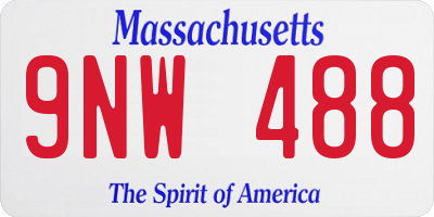 MA license plate 9NW488