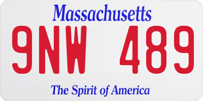 MA license plate 9NW489