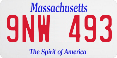 MA license plate 9NW493