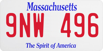 MA license plate 9NW496