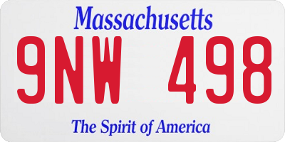 MA license plate 9NW498