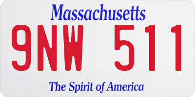MA license plate 9NW511