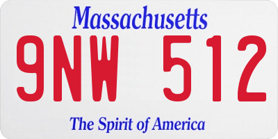 MA license plate 9NW512