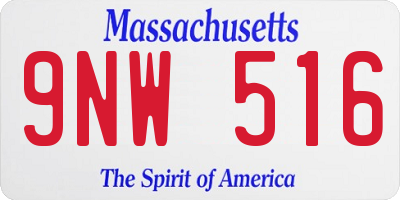 MA license plate 9NW516