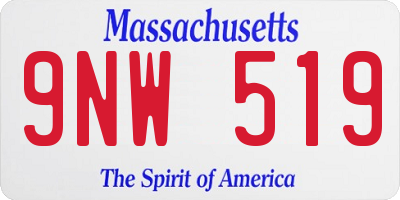 MA license plate 9NW519