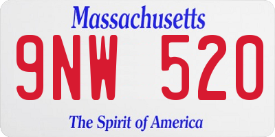 MA license plate 9NW520