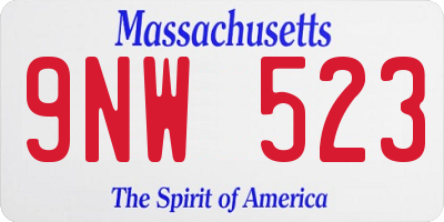 MA license plate 9NW523