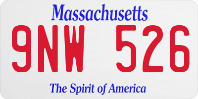 MA license plate 9NW526