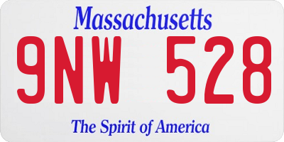 MA license plate 9NW528