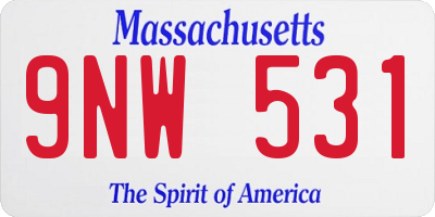 MA license plate 9NW531