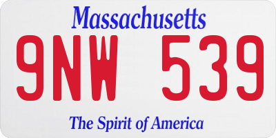 MA license plate 9NW539
