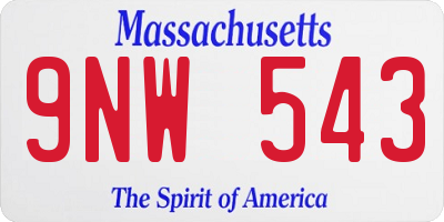 MA license plate 9NW543