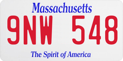 MA license plate 9NW548