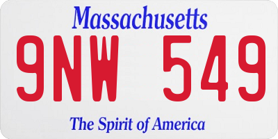 MA license plate 9NW549