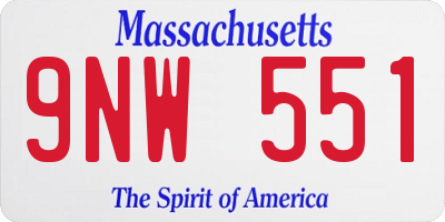 MA license plate 9NW551