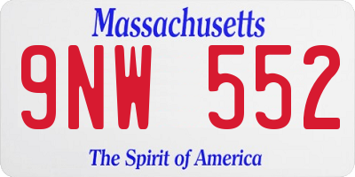 MA license plate 9NW552