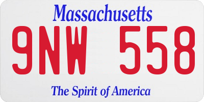 MA license plate 9NW558